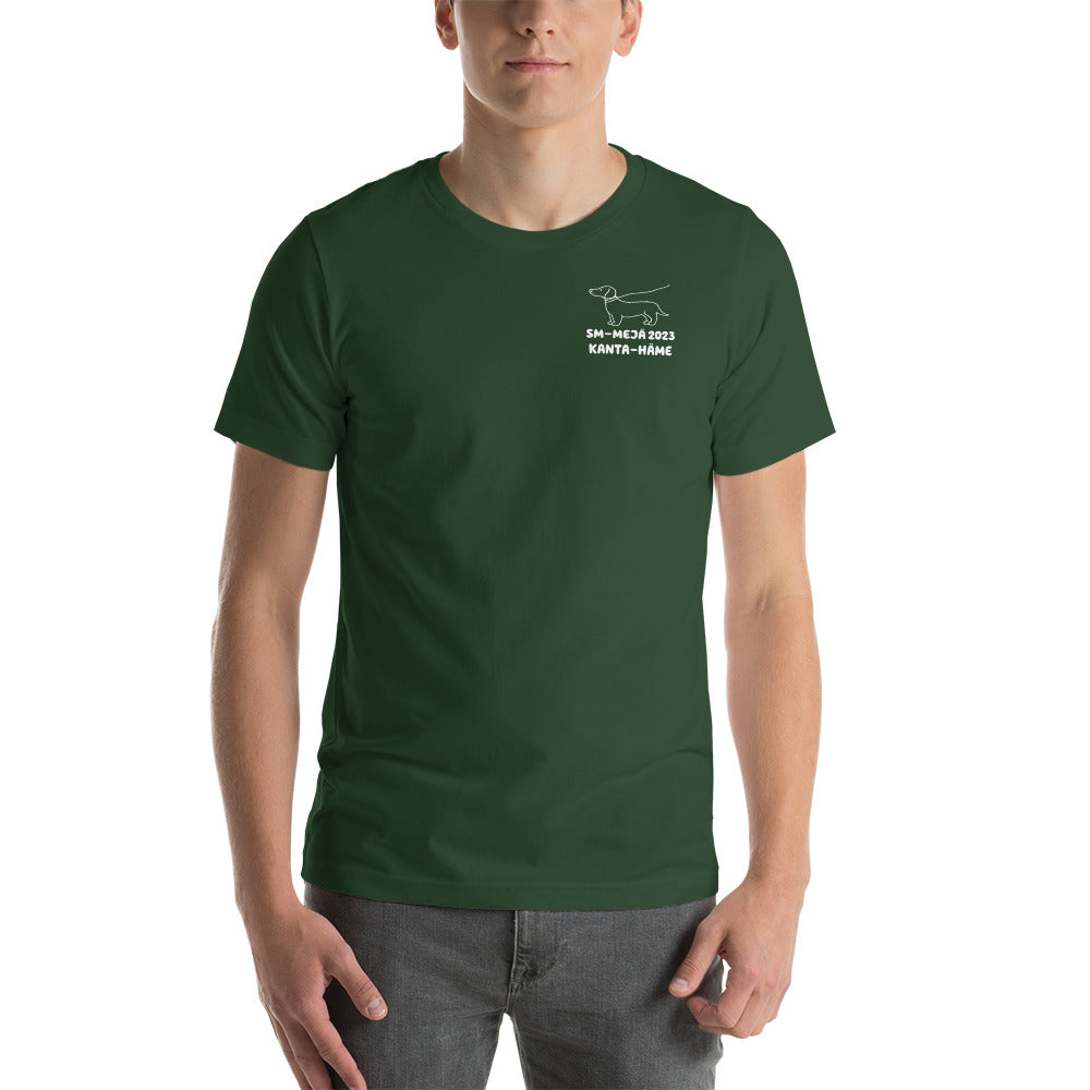 Unisex T-Paita painetulla SM-MEJÄ 2023 logolla