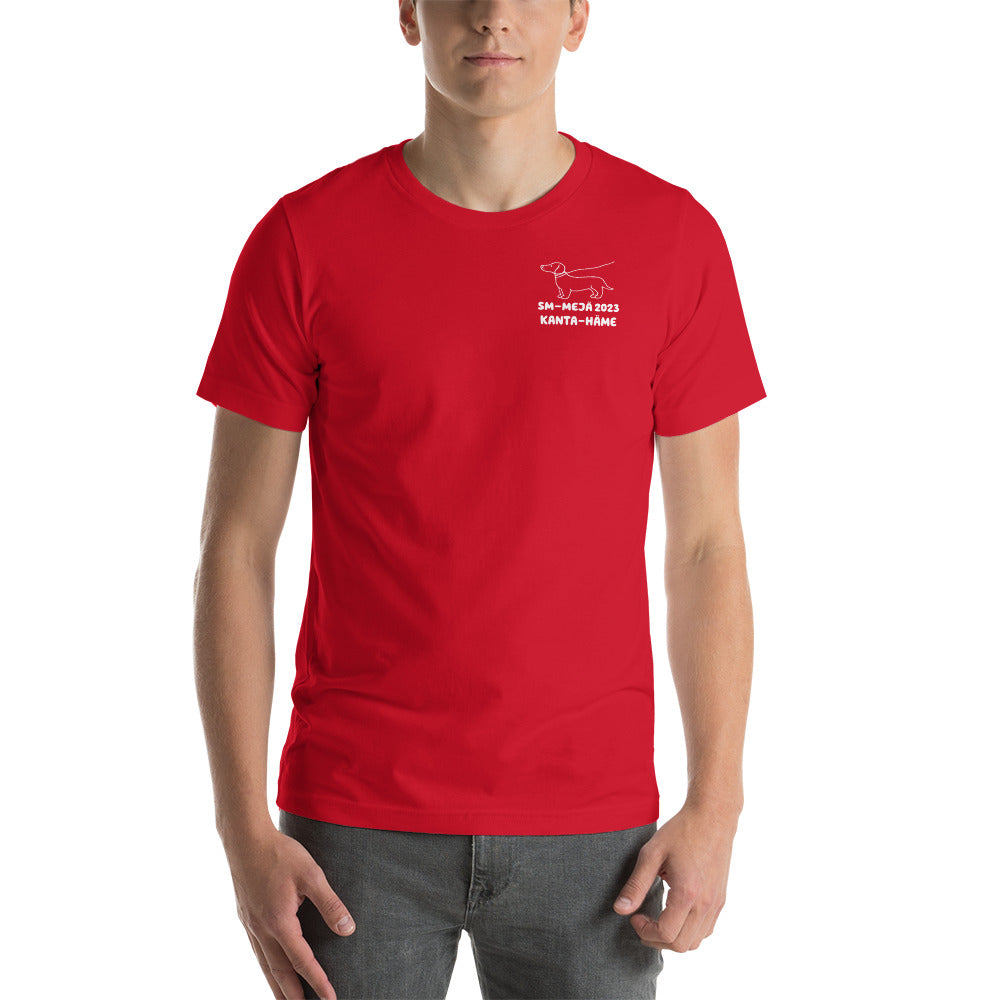 Unisex T-Paita painetulla SM-MEJÄ 2023 logolla