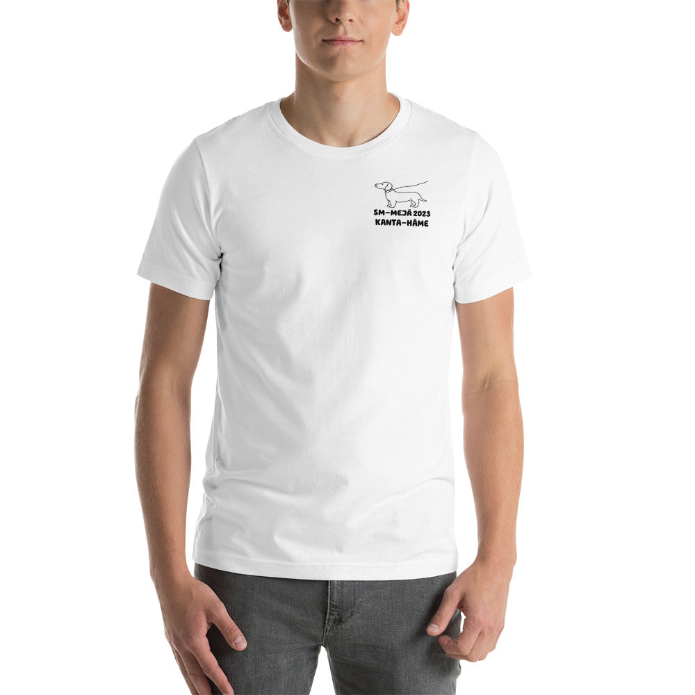 Unisex T-Paita painetulla SM-MEJÄ 2023 logolla