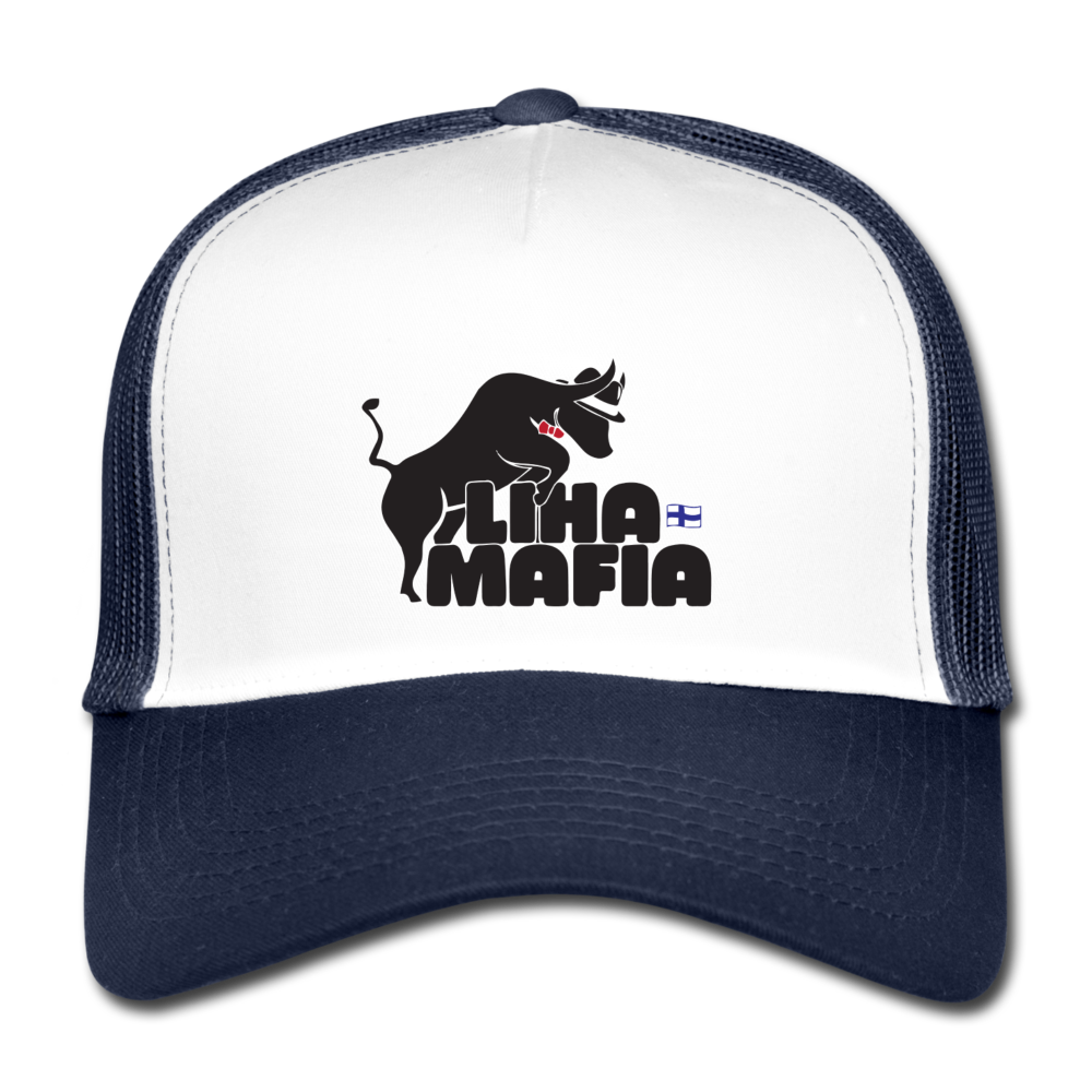 Lihamafian lippis painatuksella - valkoinen/laivasto
