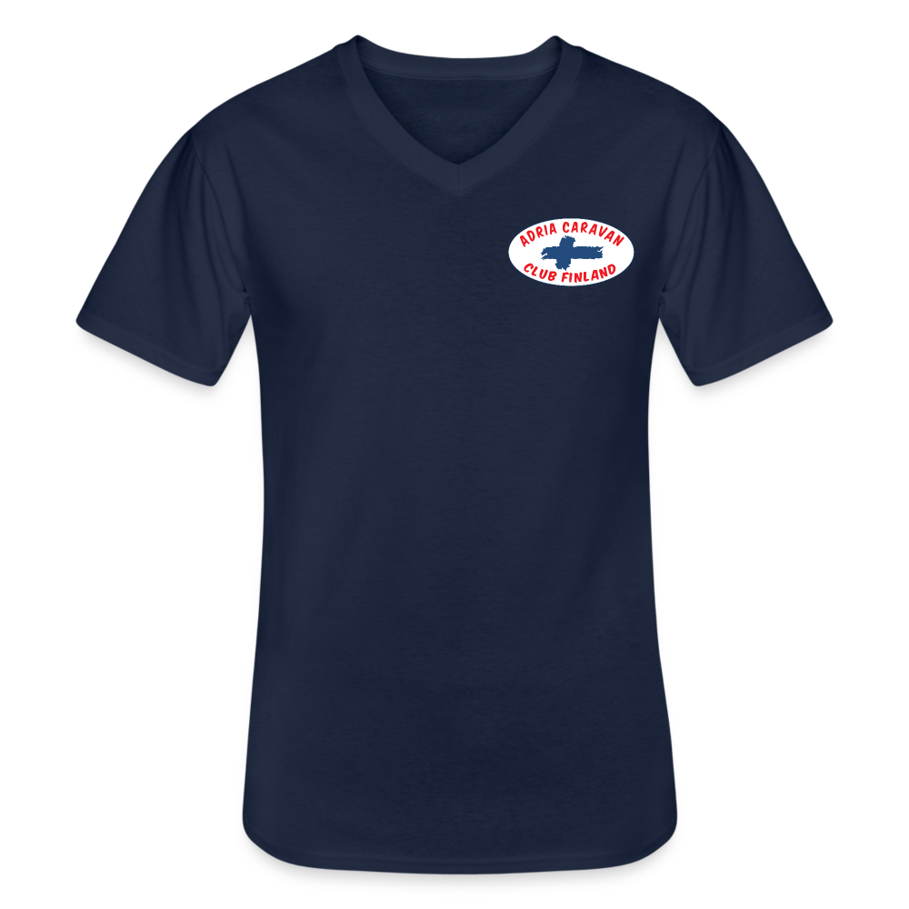 V-aukkoinen miesten t-paita Adria Club Finland logo-painatuksilla - laivasto sininen