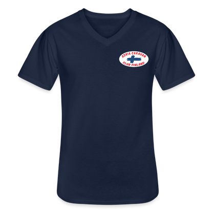 V-aukkoinen miesten t-paita Adria Club Finland logo-painatuksilla - laivasto sininen