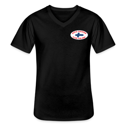 V-aukkoinen miesten t-paita Adria Club Finland logo-painatuksilla - musta