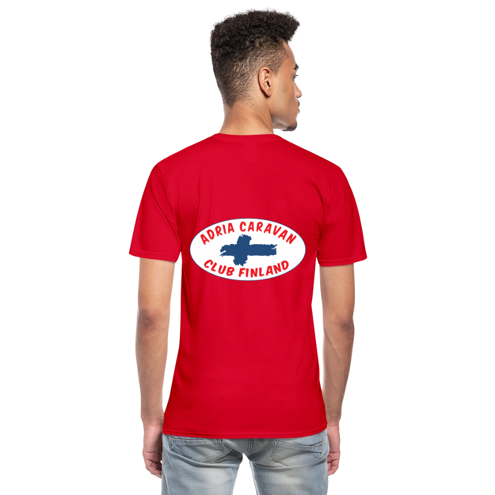 V-aukkoinen miesten t-paita Adria Club Finland logo-painatuksilla - punainen