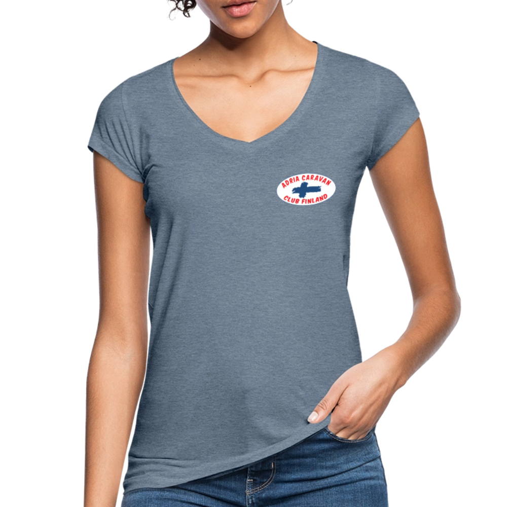 Naisten vintage t-paita Adria Club Finland-logopainatuksilla - vintage denimi