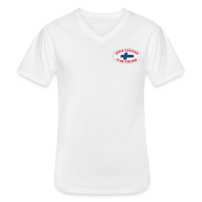 V-aukkoinen miesten t-paita Adria Club Finland logo-painatuksilla - valkoinen