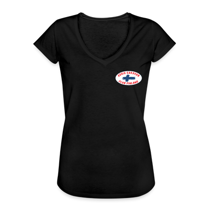Naisten vintage t-paita Adria Club Finland-logopainatuksilla - musta