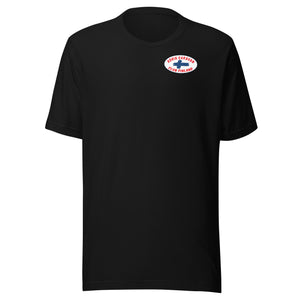 Unisex t-paita painetulla Adria Club Finlandin vaaleapohjaisella logolla