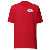 Unisex t-paita painetulla Adria Club Finlandin vaaleapohjaisella logolla