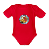 Vauvan lyhythihainen luomu-body SF-Caravan Helsingin etana-logolla - red
